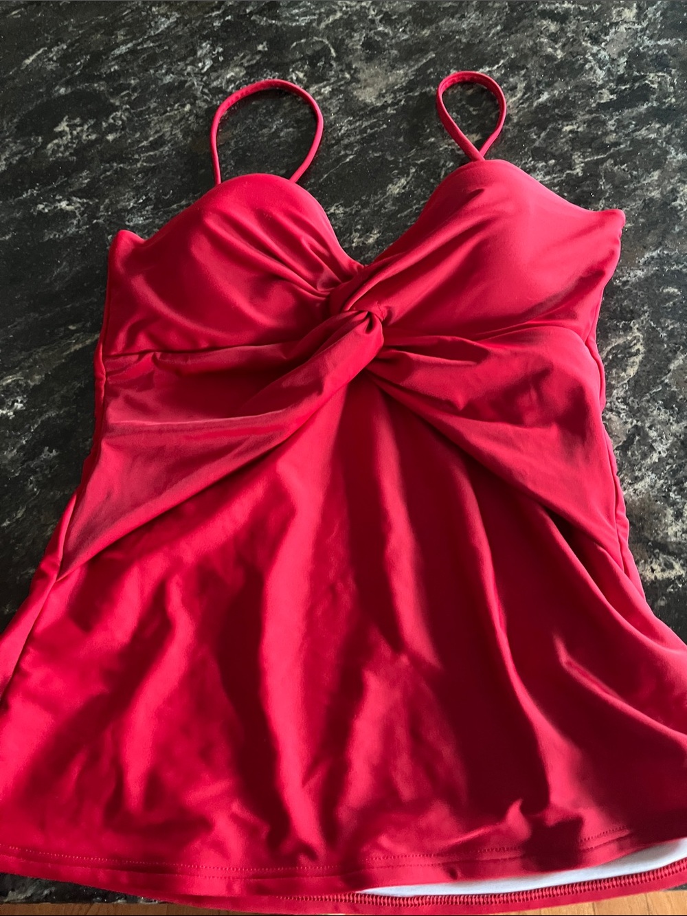 LOFT Red Lined bathing suit top with White Interior -